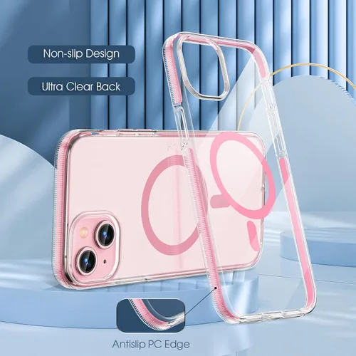 Vista 3 de MATEPROX Fundas magnéticas transparentes para iPhone 15, compatibles con MagSafe, transparente, a prueba de golpes, delgada, a prueba de golpes