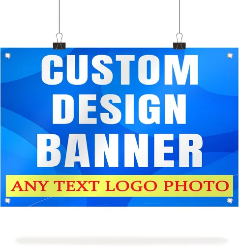 Vista 13 de Telón de fondo personalizado de la bandera, pancartas al aire libre personalizadas Letreros personalizados para fiesta de cumpleaños, negocios