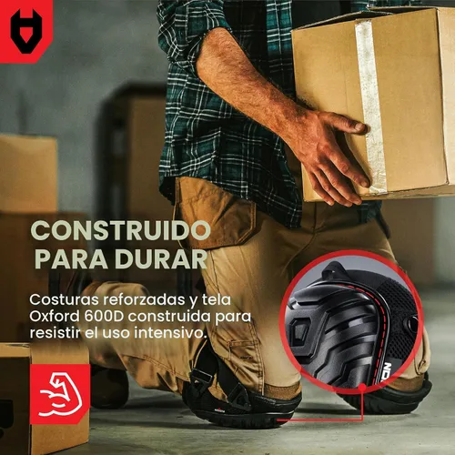 Vista 6 de NoCry Rodilleras profesionales de gel para trabajo con suave espuma y cojín de gel — Capa resistente, correas ajustables reforzadas, remaches