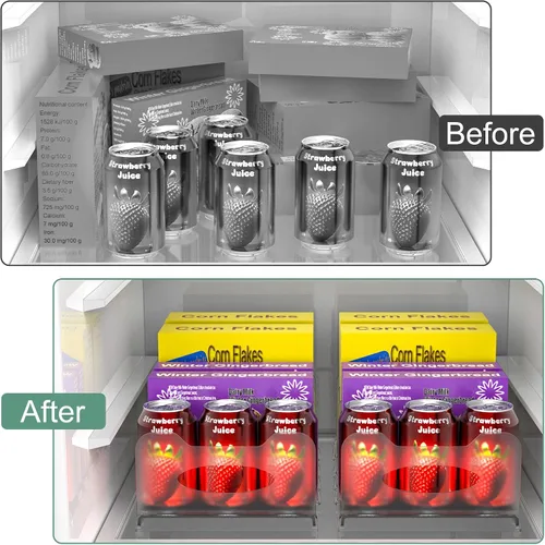 Vista 6 de SURETIVIAN Organizador para Congelador 30 cm Organizador Visible para Refrigerador con Divisores Removibles y Asas, Ajustable, Se Ajusta a Comidas
