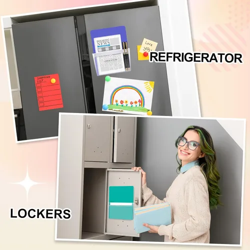 Vista 4 de Ctosree 6 soportes magnéticos para archivadores, 3 tamaños, soporte magnético para bolígrafos, organizador magnético para refrigerador, bolsillos