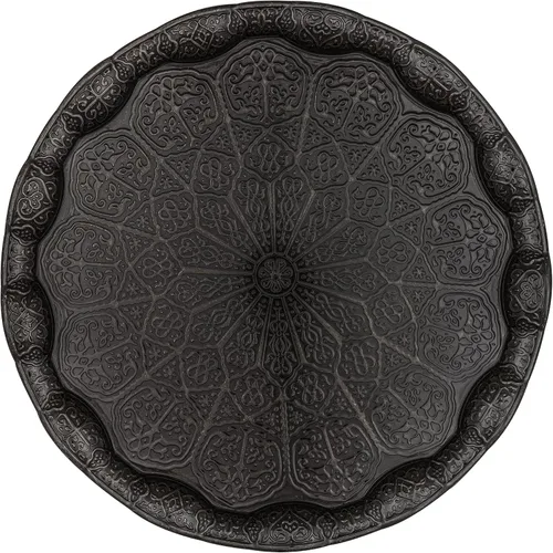 Vista 6 de Alisveristime Bandeja turca otomana para servir té y café, 13.60 pulgadas, metal con motivos tradicionales, disponible en cinco