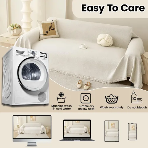 Vista 7 de Funda para Sillón de Sofá de Chenilla Lavable Protector de Muebles Funda para Sofá Reclinable de 1 Pieza Cojín Resistente a Manchas Funda para Silla