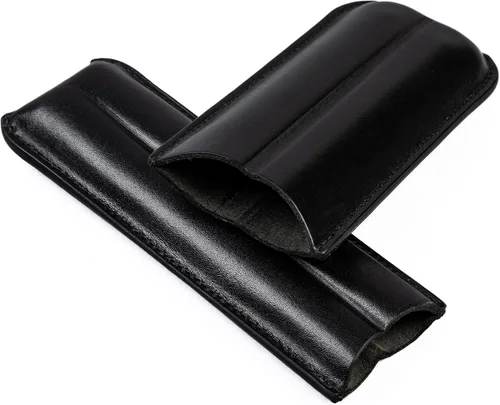 Vista 3 de Prestige Import Group Funda de cuero de viaje de cuero consolidado con soporte para cigarros 2 - Negro