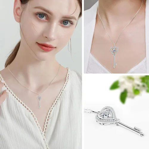 Vista 2 de Diamond Cross Necklace for Women, Moissanite Pendant Necklace, S925 Sterling Silver Plated White Gold Jewelry Gift for Birthday Anniversary Wife Mom