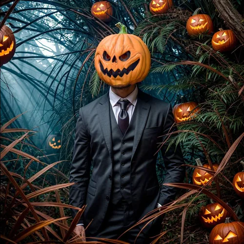 Vista 2 de HugOutdoor Máscara de calabaza aterradora de Halloween, accesorios de disfraces de látex, máscara de cabeza de calabaza para fiesta