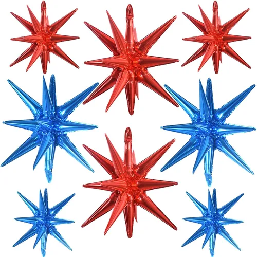 Vista 37 de TONIFUL 4 globos 4D enormes de estrella negra de 22 pulgadas, globos de aluminio de Mylar de estrella explosión para suministros de fiesta, telón