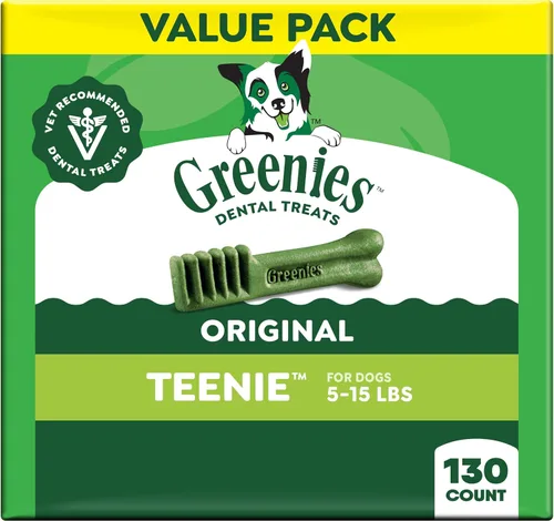 Vista 16 de Golosinas dentales para perros recomendadas por veterinarios, tamaño Teenie, sabor original, Greenies, 3 onzas, paquete de 11