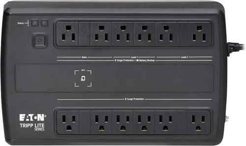 Vista 5 de Tripp Lite Serie UPS conectado a la nube de 750 VA de respaldo y protector de sobretensiones, gestión remota y monitoreo, 450 W, 12 tomas, AVR, UPS