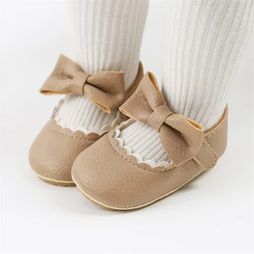 Vista 2 de LAFEGEN Zapatos planos Mary Jane para bebés y niñas con Bownot, suela suave, suela suave, piel sintética, recién nacidos, para primeros pasos