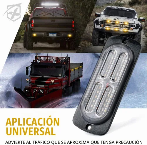 Vista 5 de Xprite Kit de luces estroboscópicas de montaje en superficie ámbar de 24 LED con panel de control, parrilla de parrilla lateral, luces intermitentes