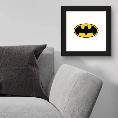 Vista 3 de Trends International Gallery Pops DC Comics Batman - Póster de pared con símbolo de Batman, 12 x 12 pulgadas, versión enmarcada en negro