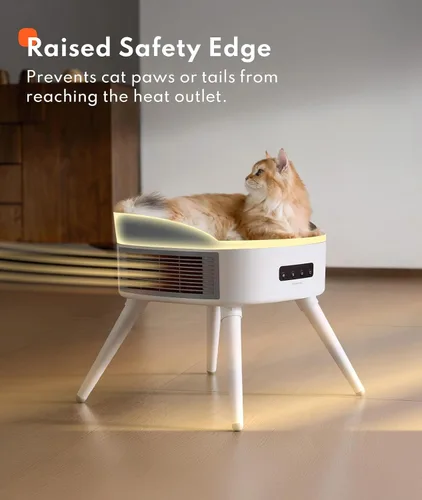 Vista 5 de HomeRunPet Calentador de espacio seguro para mascotas con cama climatizada para gatos, calentador de cerámica 2 en 1 para habitación y mascotas