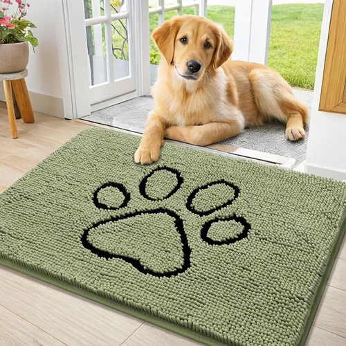 Vista 45 de Smiry Tapete para puerta de perro para patas fangosas, absorbente y Gris y negro