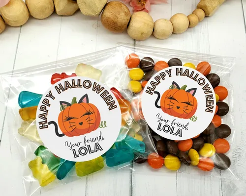 Vista 4 de 40 calcomanías personalizadas de Halloween para niños, etiquetas personalizadas para niñas, escuela, fiesta, fiesta, hojas de etiquetas de regalo