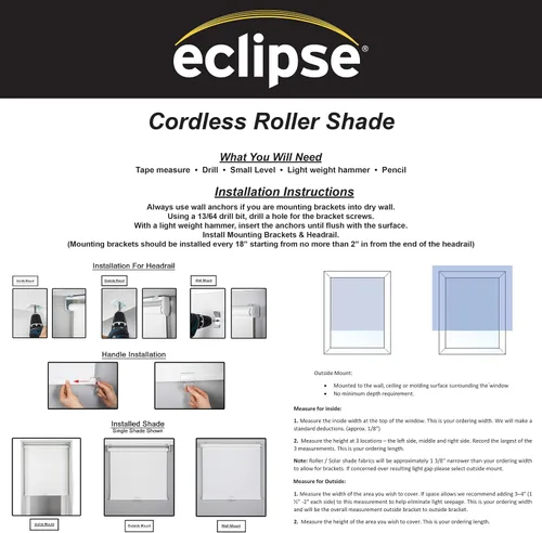 Vista 6 de ECLIPSE Holden - Persiana enrollable sin cordón para ventana con filtro de luz moderna para sala de estar, 34 x 72 pulgadas, color blanco