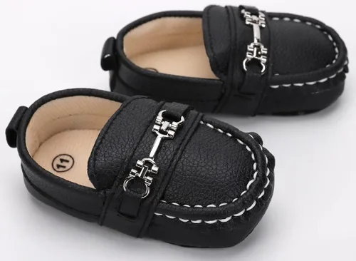 Vista 3 de QIETION Zapatos Oxford de piel sintética con suela suave, antideslizantes, para niños y niñas, para caminar