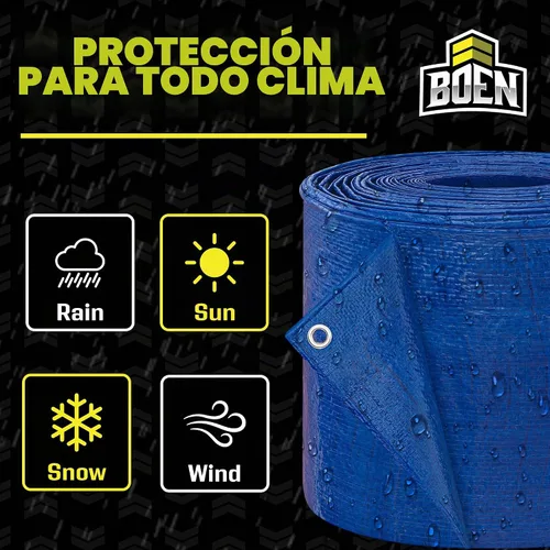 Vista 5 de Cubierta impermeable de lona grande multiusos Azul, 10' x 10' 4.2 Mil de grosor Lonas a prueba de rasgaduras Material de tejido grueso Azul