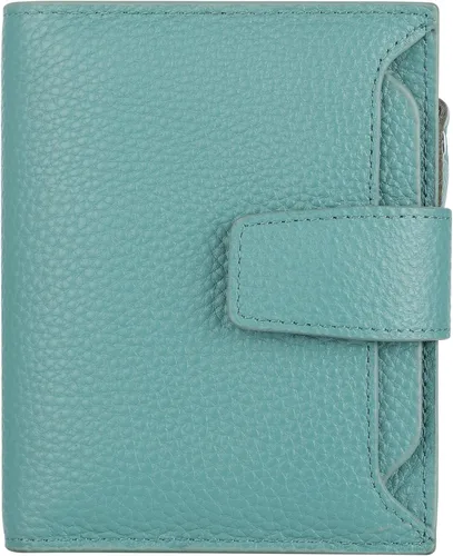 Vista 49 de Lavemi Pequeña cartera compacta para mujer, con bloqueo RFID, de piel auténtica, plegable, con ventanas de identificación