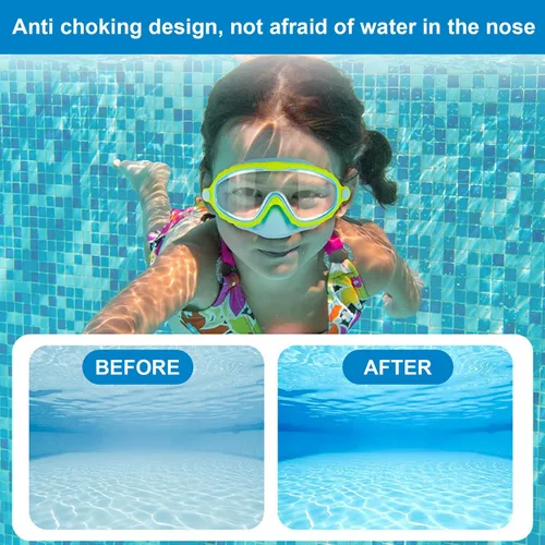 Vista 5 de 2PCS Kids Goggles with Nose Cover, HD Wide View Anti-Fog Toddler Swim Goggles, No Leak Adjustable Clip on Swim Mask for Kids Youth 4-16 Toddler