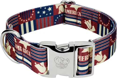 Vista 6 de Country Brook Petz HossFit Jr - Collar ancho de alta calidad para perro, colección Americana con diseños patrióticos (celebración americana, mediano)