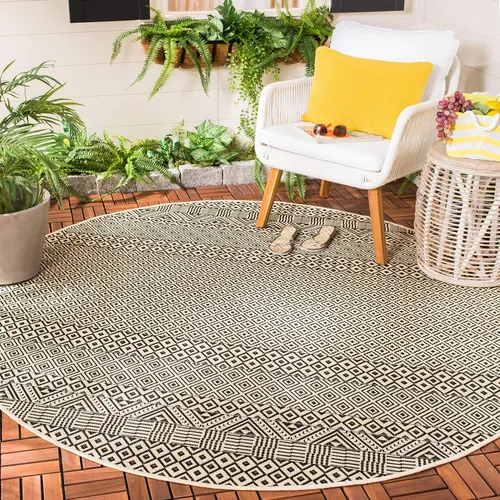 Vista 46 de SAFAVIEH Alfombra lavable para exteriores, colección Courtyard de 2.3 x 6.7 pies, beige y azul aguamarina, no desprende pelusa y es fácil