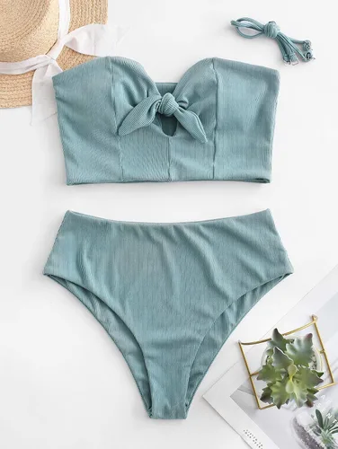 Vista 6 de ZAFUL Traje de baño de dos piezas con tirantes extraíbles, acolchado de cintura alta