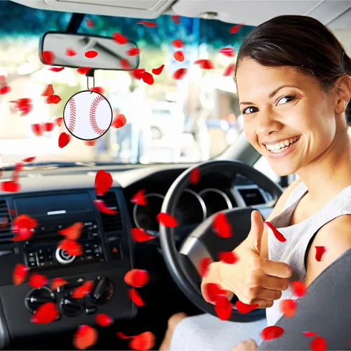 Vista 5 de 12 piezas ambientador para coche colgante de larga duración aroma regalo para amantes del deporte ambientador automotriz aromaterapia tableta espejo