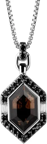 Vista 3 de Jewelili Star Wars Fine Jewelry The Wookiee - Colgante para mujer, 14 qt.tw. diamantes blancos y negros y cuarzo ahumado plateado, Metal, Cuarzo