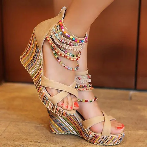 Vista 5 de Getmorebeauty - Sandalias de plataforma para mujer con perlas en la parte superior tacones altos