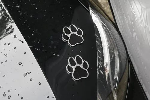 Vista 4 de Calcomanía de Coche con Huella de Pata, Pegatina de Metal Cromado 3D con Huella de Pata de Perro para Auto, Motocicleta