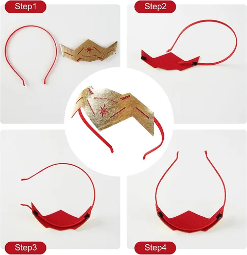 Vista 5 de Carkno Disfraz de tiara para niñas, diadema de superhéroe para mujer, accesorios de disfraces de Halloween