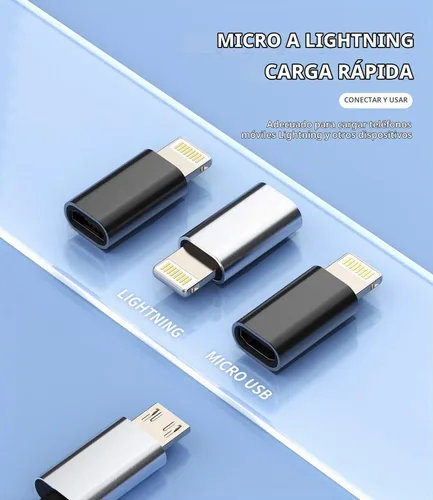 Vista 3 de Adaptador Lightning hembra a USB C macho cargador tipo C (paquete de 3) compatible con iPhone compatible con Samsung Galaxy Note S10 S20 S21 LG 10W