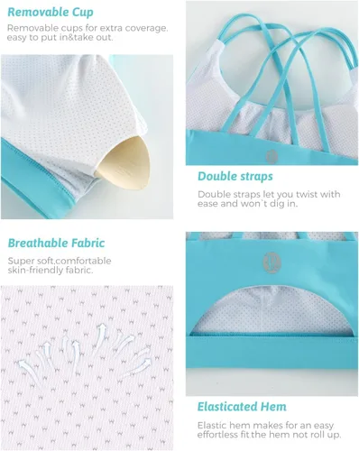 Vista 142 de Brasieres deportivos para mujer, con relleno, tipo camiseta sin mangas, sexis, con espalda cruzada, de alto impacto, largos, ideales para practicar