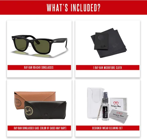 Vista 5 de Ray-Ban Rb4340 Wayfarer Ease - Gafas de sol cuadradas + paquete con kit DIW