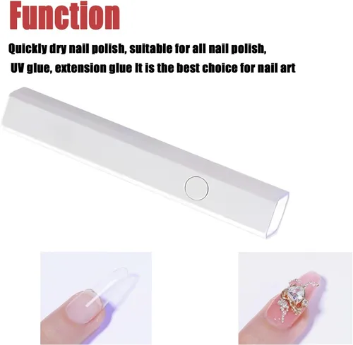 Vista 3 de Luz UV de mano para uñas de gel, lámpara de uñas de secado rápido de aumento 5X con cubierta protectora, secadora de uñas LED recargable portátil