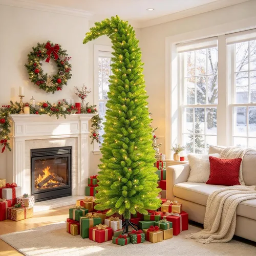 Vista 12 de Árbol de Navidad preiluminado de 6 pies con 210 luces Verde-clásico