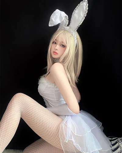 Vista 5 de Mobbunny Body de cosplay de conejito de novia de Halloween con guantes, diadema y gargantilla de conejito