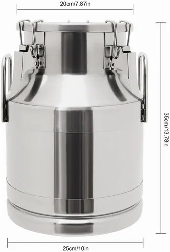 Vista 2 de LOYALHEARTDY Lata de leche de 10L/2.64 galones, latas de transporte de leche de acero inoxidable, cubo de vino, jarra, jarra de aceite, barril