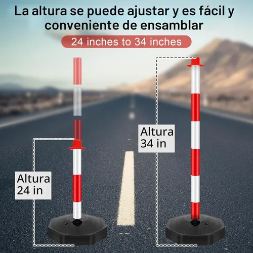 Vista 3 de Konohan Paquete de 6 delineadores de cono de estacionamiento de 34 pulgadas, juego de puntal de plástico para poste de tráfico, barrera de blanco