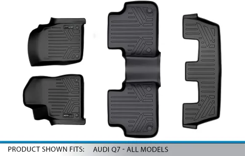 Vista 6 de SMARTLINER Juego de tapetes de piso de ajuste personalizado de 3 filas para Audi Q7 / SQ7 2017-2025