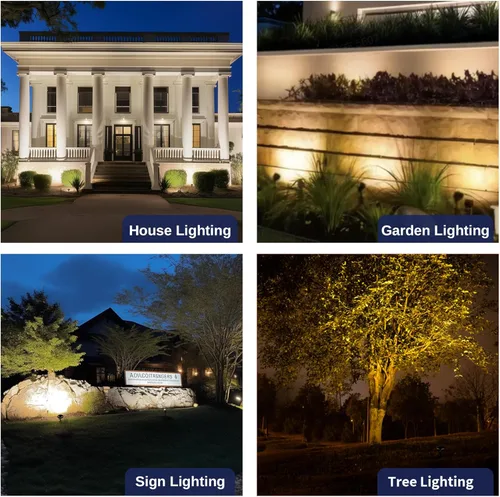 Vista 5 de Gardenreet Luz de inundación de latón macizo - Luz LED de paisaje de lavado de pared de bajo voltaje, para exteriores, 12 V, cableada, impermeable