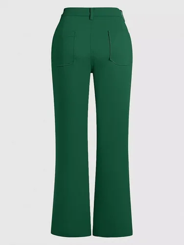 Vista 5 de Flamingals Pantalones de mezclilla holgados estilo cargo con bolsillo para mujer, estilo casual, con botones frontales, modernos