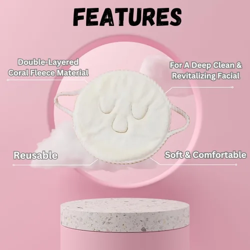 Vista 2 de SEDLAV Toalla facial de compresión caliente de doble capa – Toalla facial reutilizable de forro polar coral para limpieza profunda, vaporizador