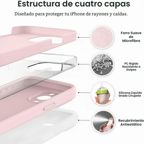 Vista 2 de Vooii Compatible con iPhone 15 Pro Max, Funda de silicona premium mejorada, [Protección de cámara] [Forro de microfibra suave antiarañazos] Funda