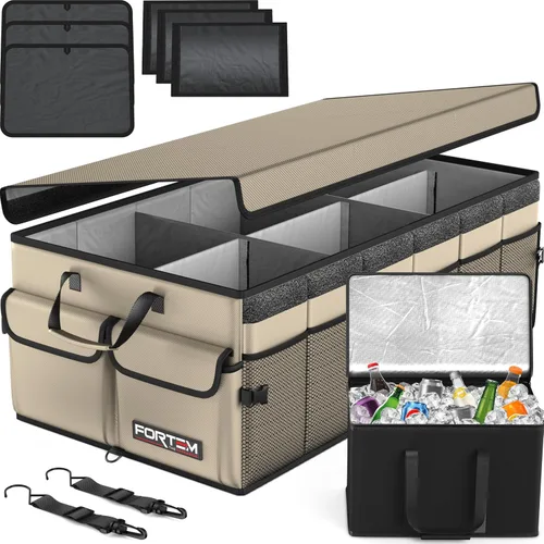 Vista 17 de FORTEM Organizador de maletero para SUV, organizador de maletero de automóvil, almacenamiento plegable, accesorios de coche para mujeres y hombres
