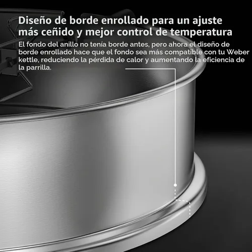 Vista 3 de Kit de anillo de asador Onlyfire de acero inoxidable para parrillas Weber de 22" y otras parrillas de tamaño similar
