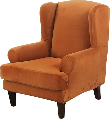Vista 12 de MIFXIN Wingback - Funda para silla, de terciopelo de 2 piezas, elásticas, con funda de cojín, suave, lavable, protector de muebles para sala