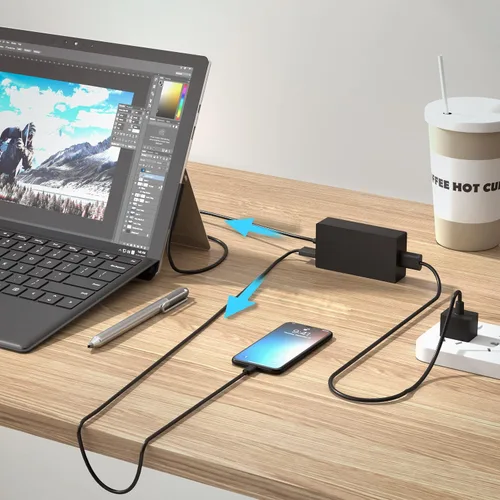Vista 6 de Cargador Surface Pro de 65 W compatible con Microsoft Surface Laptop 2 3, Surface Pro X 11 10 9 8 7 6 5 4 3, Surface Go 2 Go 3, Surface Book 1 2