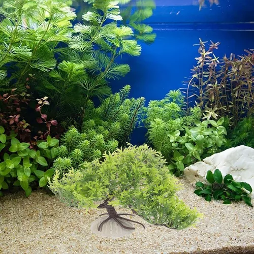 Vista 2 de Árbol de paisajismo para pecera, plantas artificiales de loto para pecera, decoración de peceras, plantas tropicales, decoración de acuarios, flores